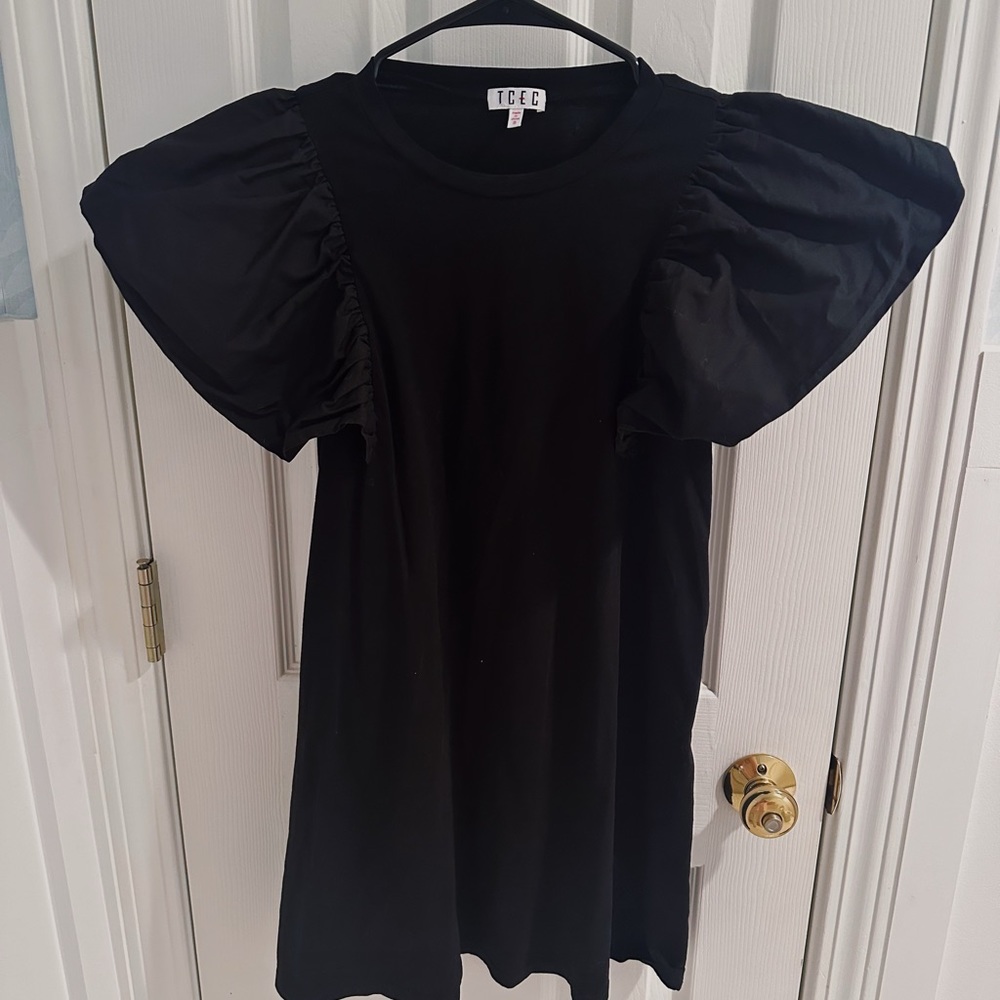 Get Ready Black Ruffled Mini Dress - Picture 3 of 4